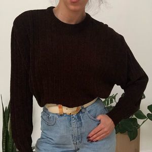 Vintage 90s dark brown soft knit sweater
